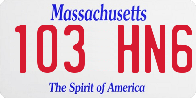 MA license plate 103HN6