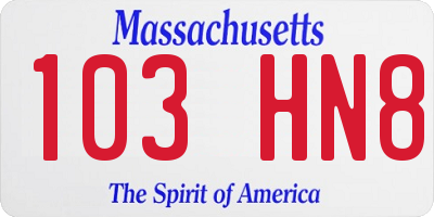 MA license plate 103HN8