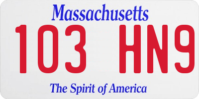 MA license plate 103HN9