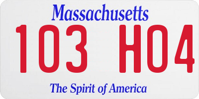 MA license plate 103HO4