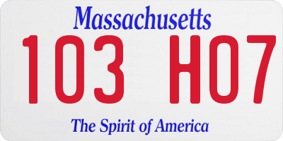 MA license plate 103HO7