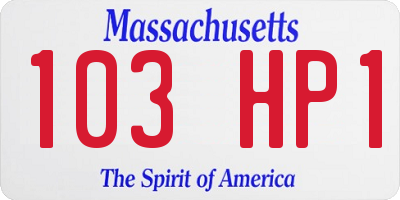 MA license plate 103HP1