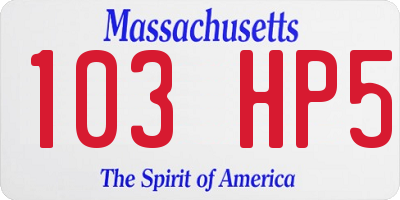 MA license plate 103HP5