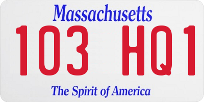 MA license plate 103HQ1