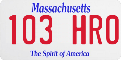 MA license plate 103HR0
