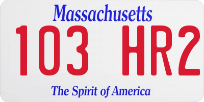 MA license plate 103HR2