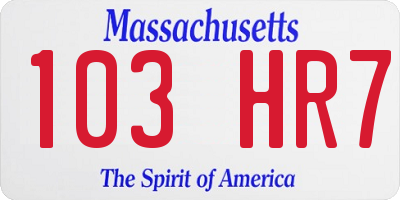 MA license plate 103HR7
