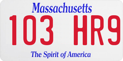 MA license plate 103HR9