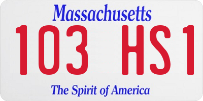 MA license plate 103HS1