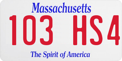 MA license plate 103HS4