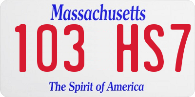 MA license plate 103HS7