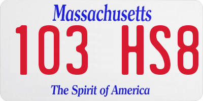 MA license plate 103HS8