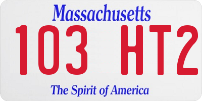 MA license plate 103HT2