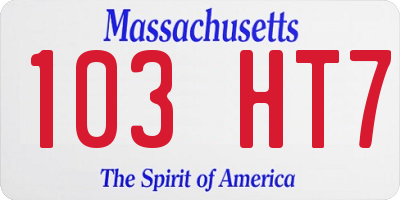 MA license plate 103HT7