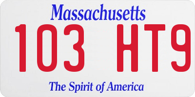 MA license plate 103HT9