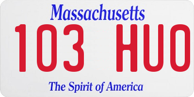 MA license plate 103HU0