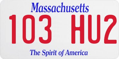 MA license plate 103HU2