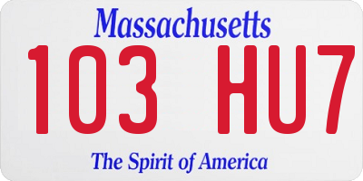 MA license plate 103HU7
