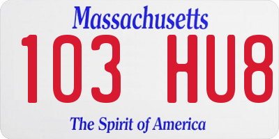 MA license plate 103HU8