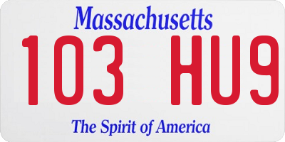 MA license plate 103HU9