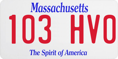 MA license plate 103HV0