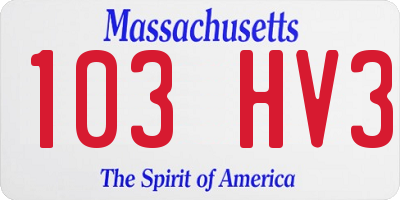 MA license plate 103HV3