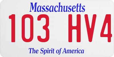 MA license plate 103HV4