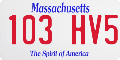 MA license plate 103HV5