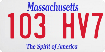 MA license plate 103HV7