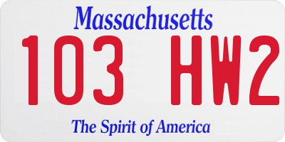 MA license plate 103HW2