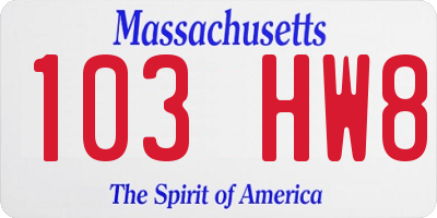 MA license plate 103HW8
