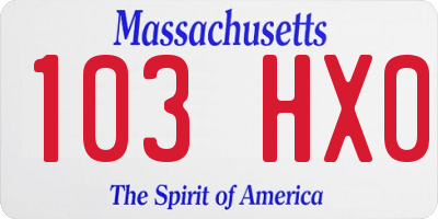 MA license plate 103HX0