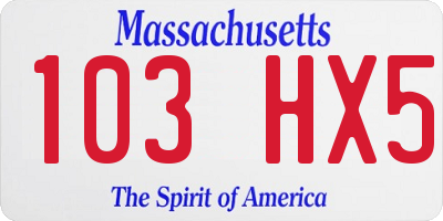 MA license plate 103HX5