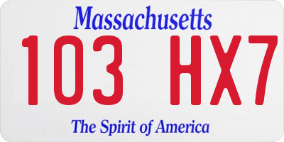 MA license plate 103HX7