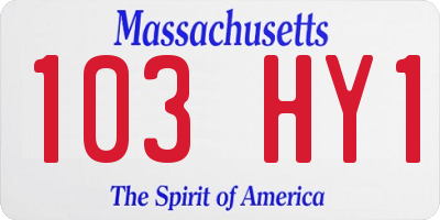 MA license plate 103HY1