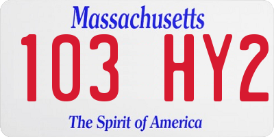 MA license plate 103HY2