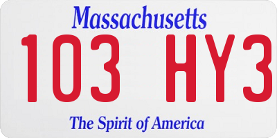 MA license plate 103HY3