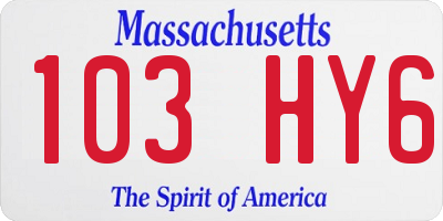 MA license plate 103HY6