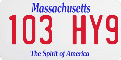 MA license plate 103HY9