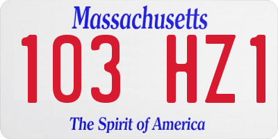MA license plate 103HZ1
