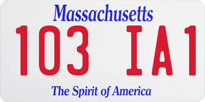 MA license plate 103IA1