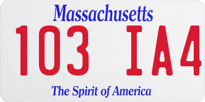 MA license plate 103IA4