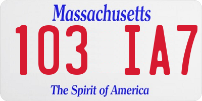 MA license plate 103IA7
