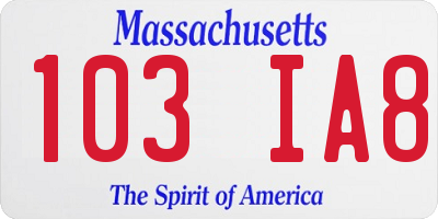 MA license plate 103IA8