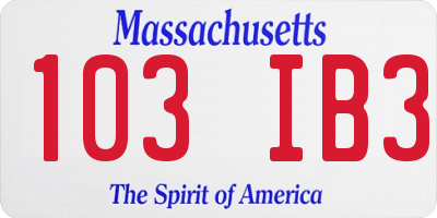 MA license plate 103IB3