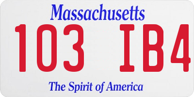 MA license plate 103IB4