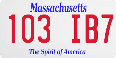 MA license plate 103IB7