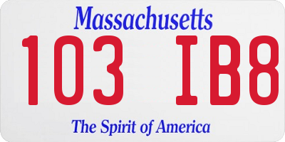 MA license plate 103IB8