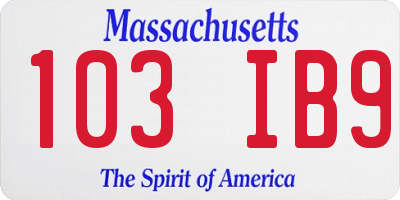MA license plate 103IB9