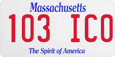 MA license plate 103IC0